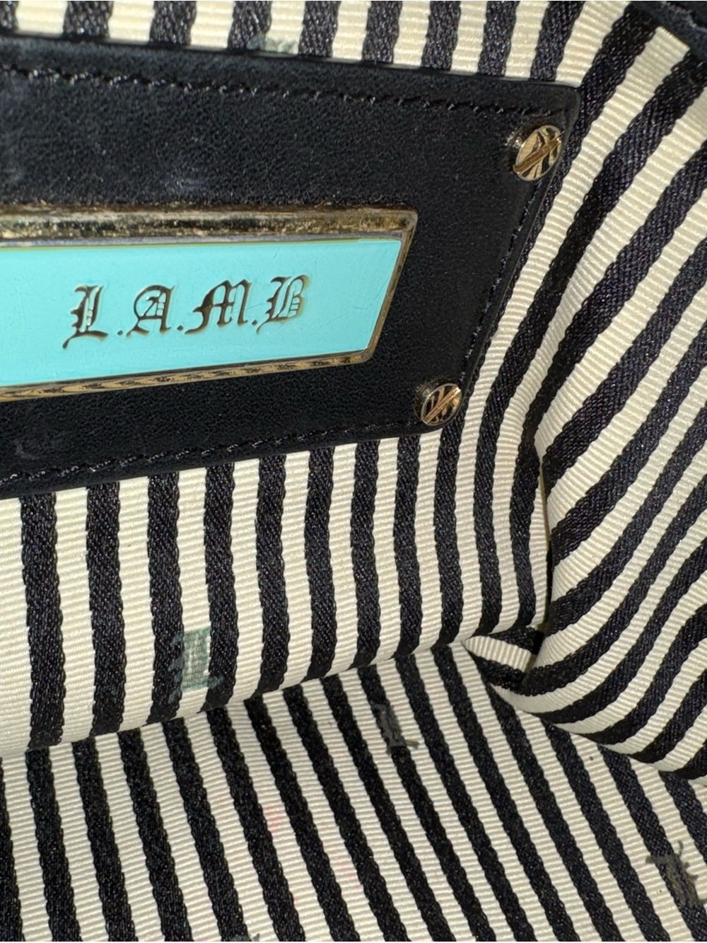Vintage L.A.M.B. Black Satchel with Striped Interior - Picture 3 of 4